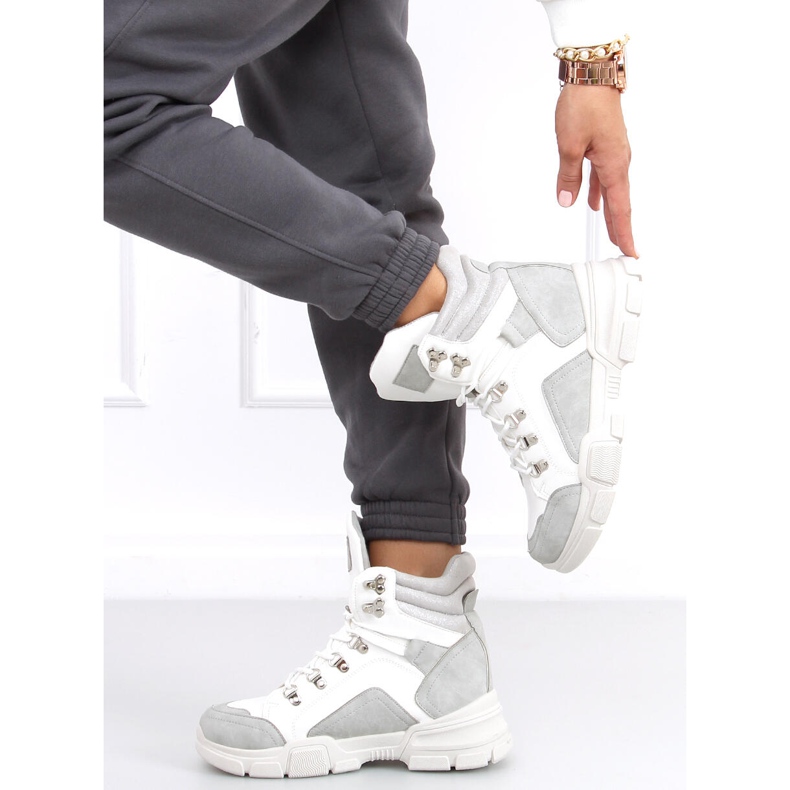 Brita LT.GREY korkeat lenkkarit valkoinen harmaa 1