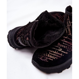 PE1 Lämpimät lumisaappaat mustalla freesia-printillä 1