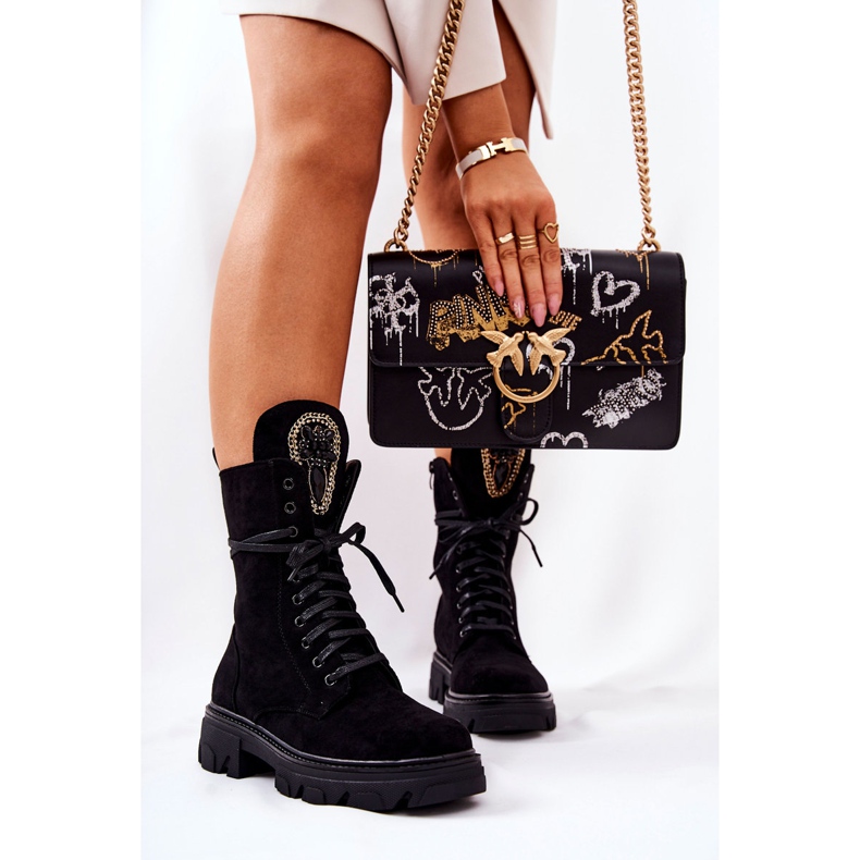 PL4 Mustat mokkanahkasaappaat Elaina-koristeilla 2