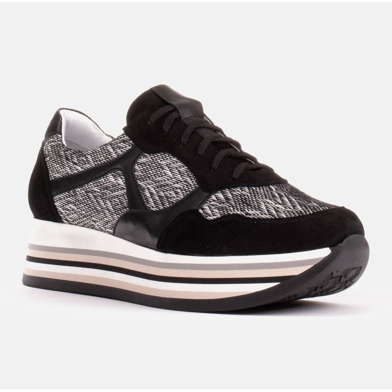 Marco Shoes Lenkkarit paksulla pohjalla, joka on valmistettu luonnollisesta nahasta valkoinen musta 1