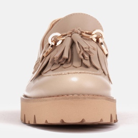 Marco Shoes Loaferit, joissa kultainen ketju kevyellä pohjalla beige 2