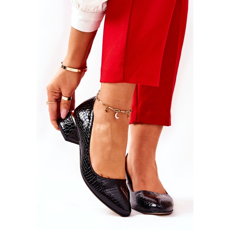 Lewski Shoes Nahkaiset käärmeennahkapumput Lewski 3118 musta 2