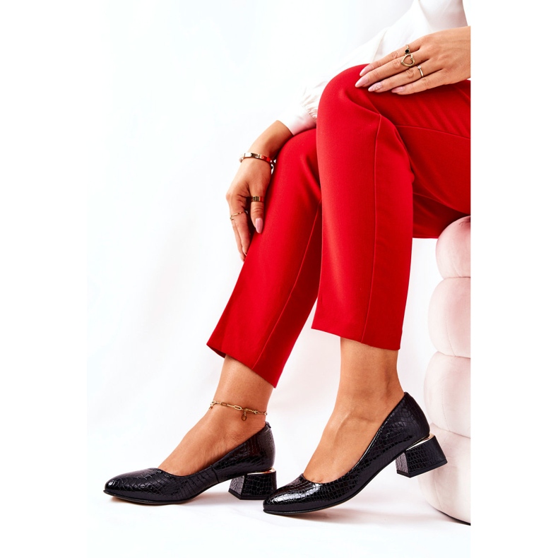 Lewski Shoes Nahkaiset käärmeennahkapumput Lewski 3118 musta 1