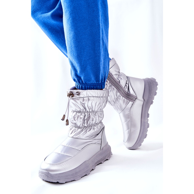 PE1 Naisten hopeiset Starbone -lämpimät lumisaappaat vetoketjulla hopea 4