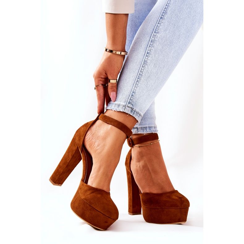 WS1 Pumput Post Camel Netel Suede Platform ruskea 2 WS1 Pumput Post Camel Netel Suede Platform ruskea 2