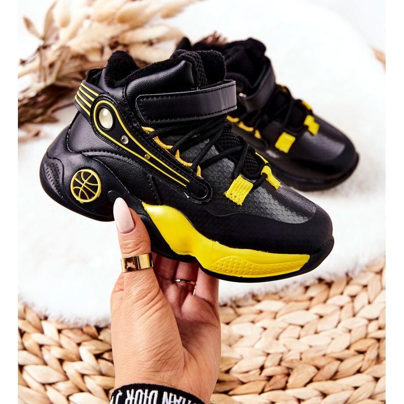 PJ2 Lasten mustat lämpimät lumisaappaat Herry keltainen 1