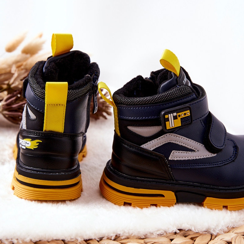 PJ2 Lasten lämpimät saappaat tarranauhalla laivastonsininen Fruzio 2