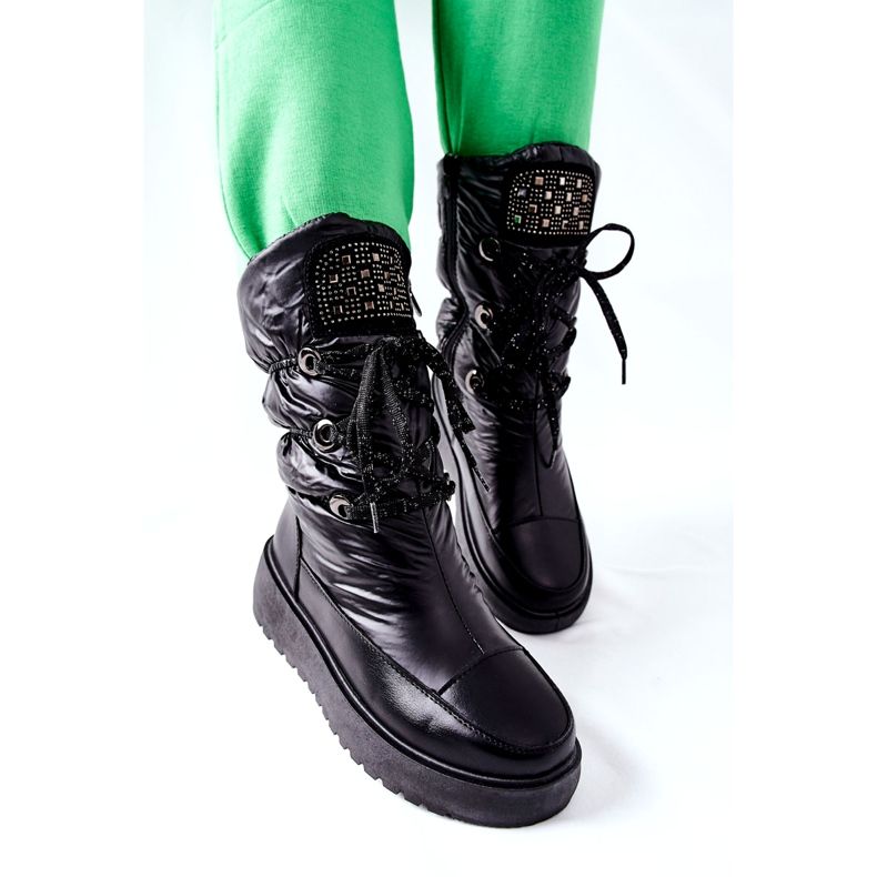 S.Barski Naisten mustat lämpimät lumisaappaat Chardonnay 3