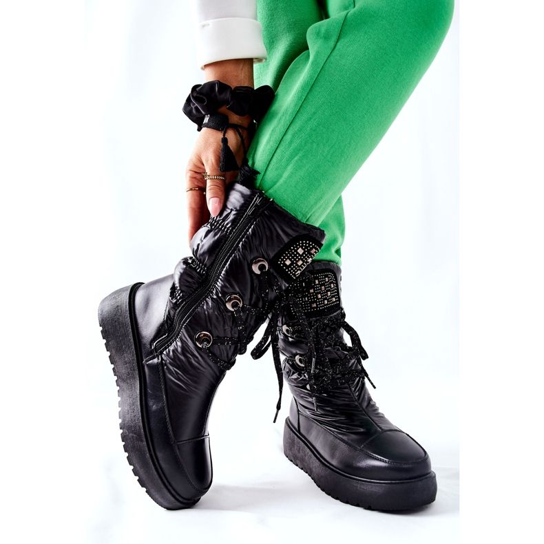 S.Barski Naisten mustat lämpimät lumisaappaat Chardonnay 5