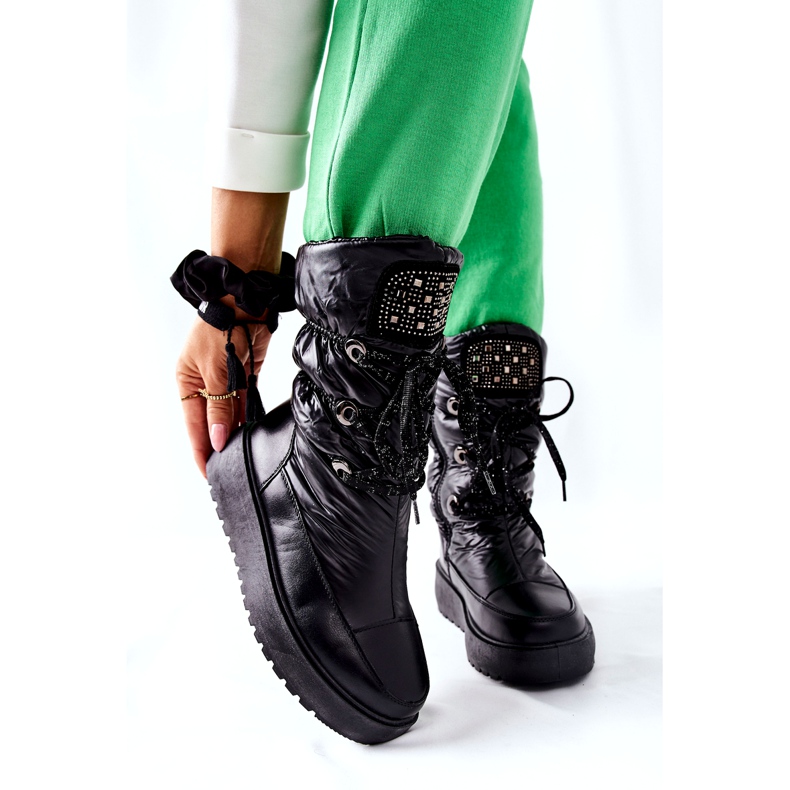 S.Barski Naisten mustat lämpimät lumisaappaat Chardonnay 6