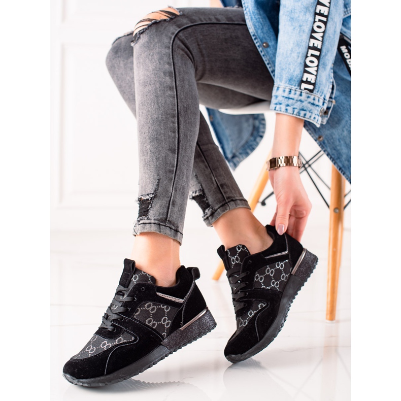 Evento Tyylikkäät lenkkarit glitterillä musta 1