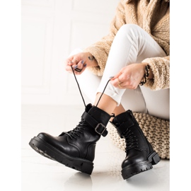 Super Mode Nauhalliset saappaat soljella musta 1