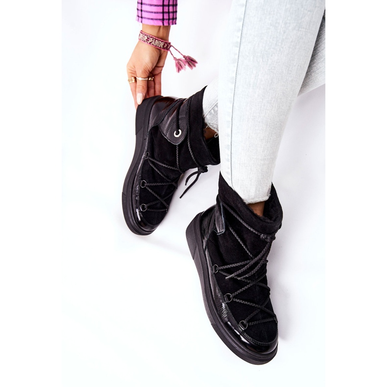 PF1 Lämpimät mokkanahkaiset lumisaappaat, musta Clarem 2