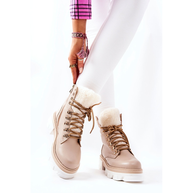 PF1 Lämpimät nahkasaappaat Workery beige Lecolly 2