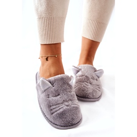 PE1 Kiiltävät kissanpentutossut harmailla Kaisy-korvilla harmaa 2