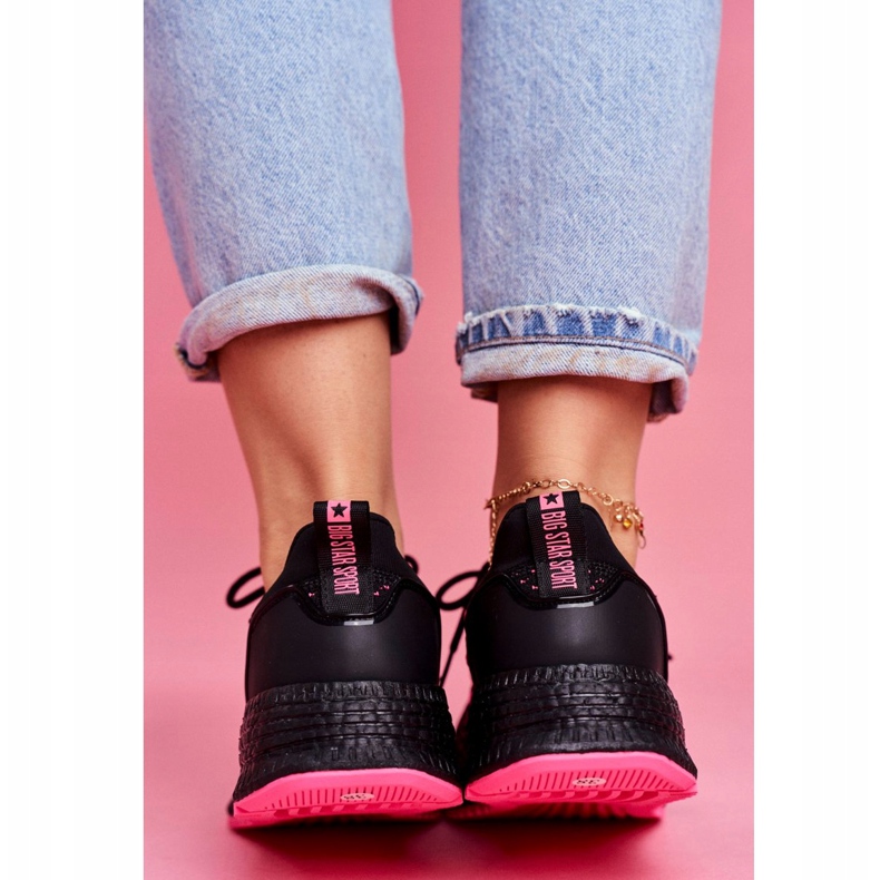 Naisten urheilukengät Big Star Black Fuchsia FF274964 musta vaaleanpunainen 5