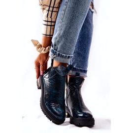 PA2 Vihreät Tanya Crocodile -nahkasaappaat musta 3