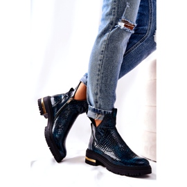 PA2 Vihreät Tanya Crocodile -nahkasaappaat musta 1