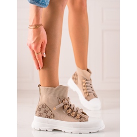 TRENDI Korkeat urheilukengät beige ruskea 1