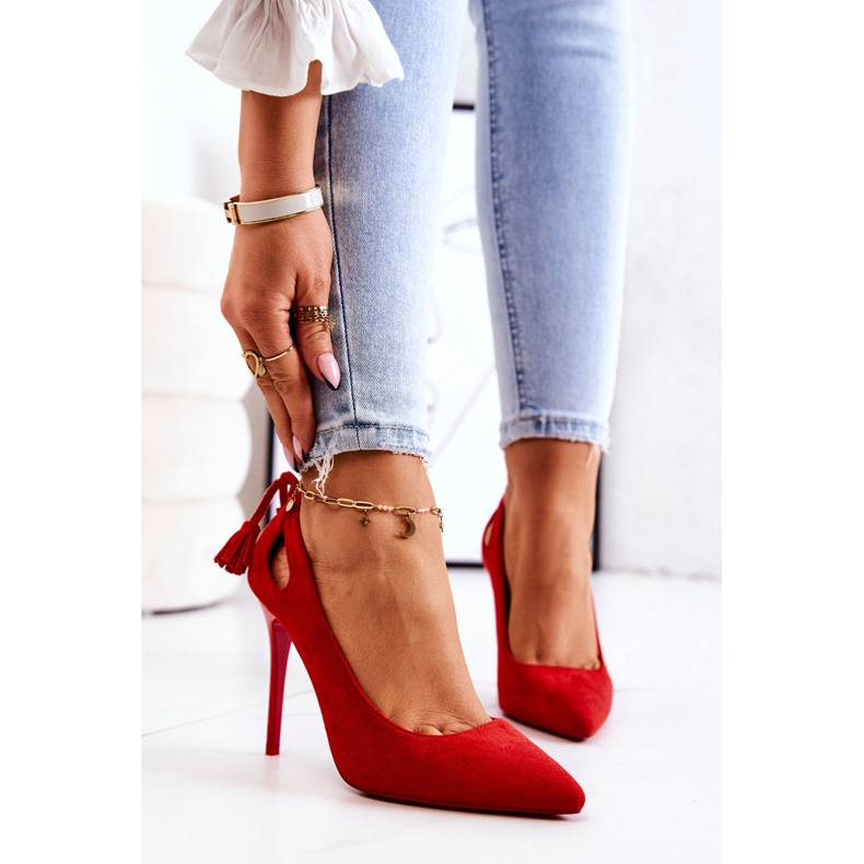 PS1 Naisten Stiletos-mokkanahka, jossa Spitz Red Leven punainen 1