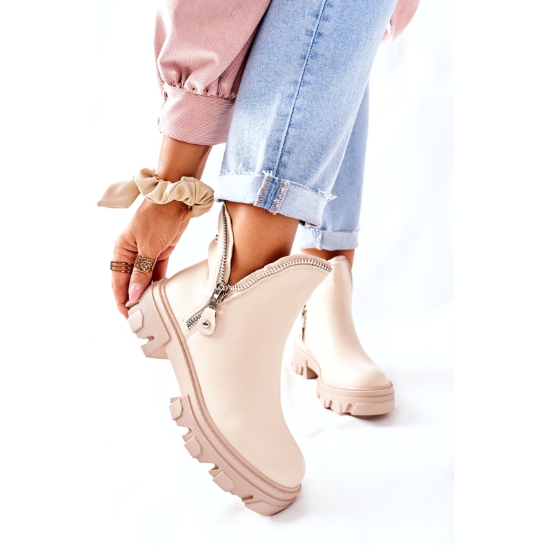 FI1 Naisten nilkkurit, joissa on leikkaukset Beige rytmi 1