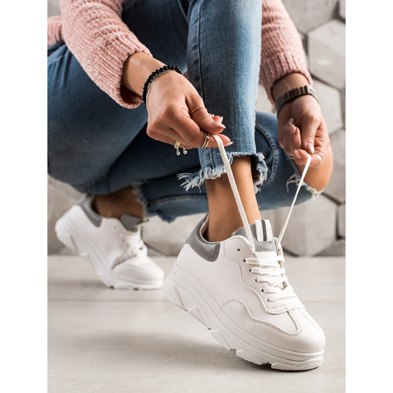 TRENDI Valkoiset lenkkarit valkoinen hopea 1