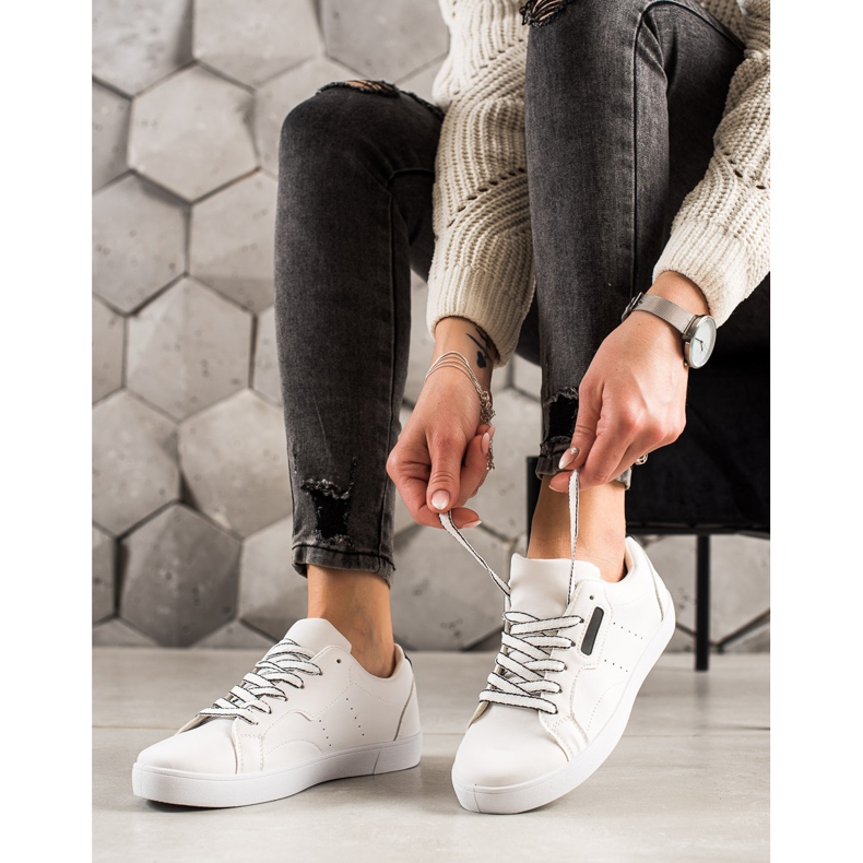 TRENDI Kevyet urheilukengät Eco-nahasta valkoinen musta 1