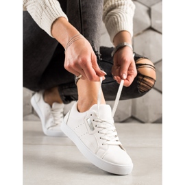 TRENDI Kevyet urheilukengät Eco-nahasta valkoinen hopea 1