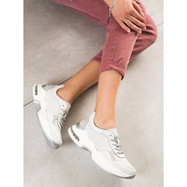 Goodin Avoimet nahkaiset lenkkarit valkoinen hopea 2