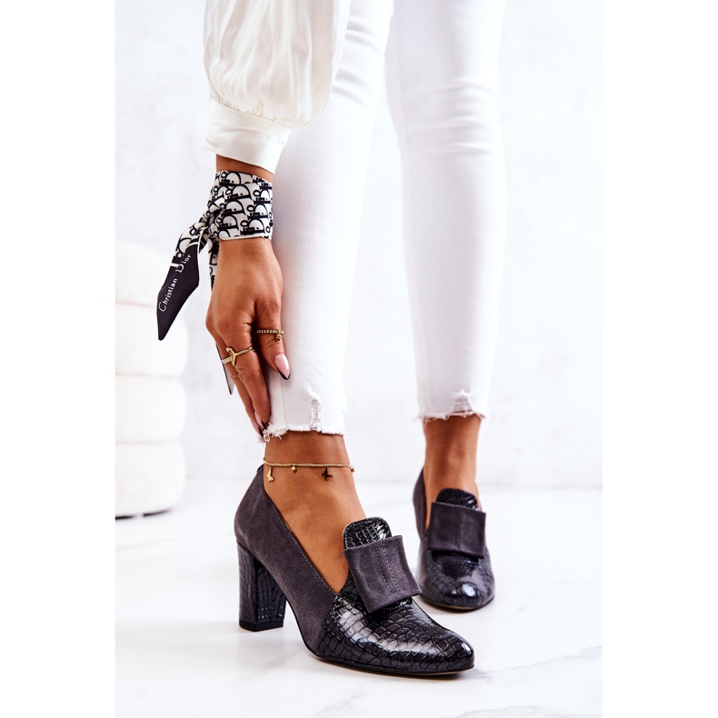 PA2 Suede Snakeskin Pumps Harmaa Kathleen 2