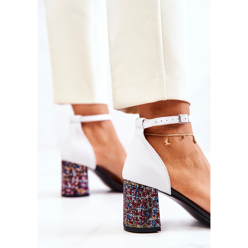 PA2 Nahkasandaalit mustavalkoisessa Lorene-palkissa valkoinen monivärinen 1