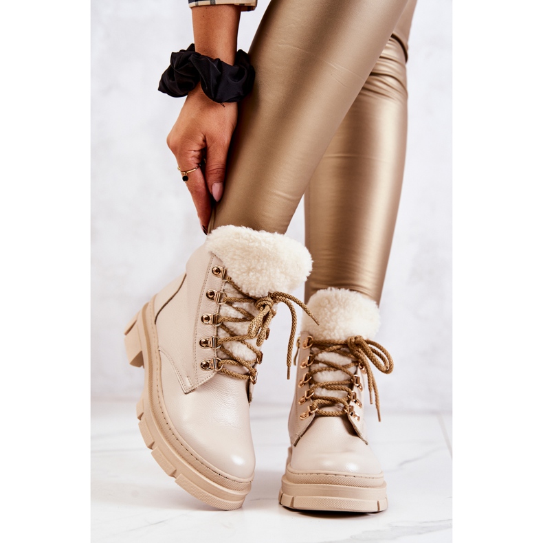 PF1 Lämpimät nahkasaappaat Beige Molissa Boots 2
