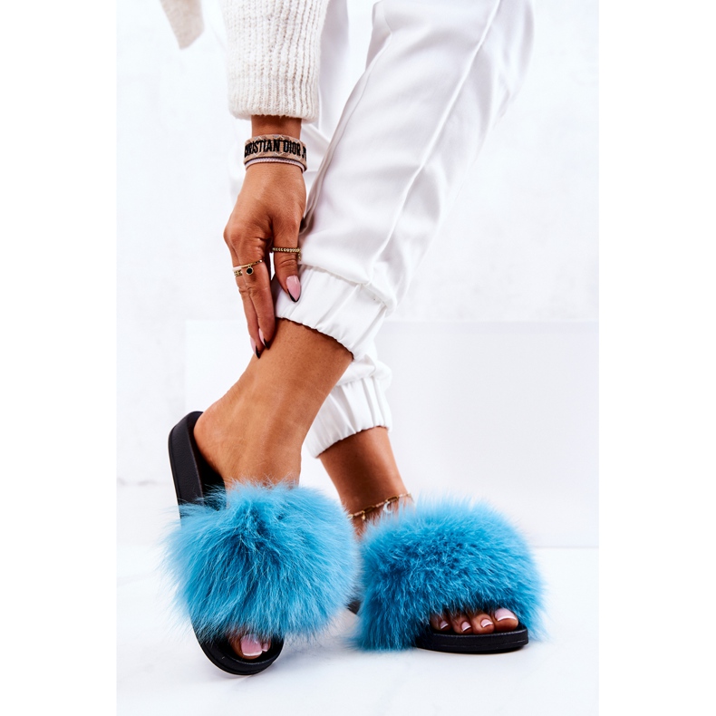 FM1 Siniset Naturis Natural Fur Tossut sininen 2