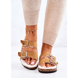 FC2 Mokkanahkaiset lämpimät tossut Camel Adeline beige 2