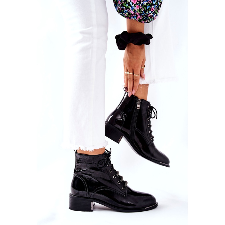 D&A Klassiset naisten lämpimät saappaat, lakattu musta heijastus 4