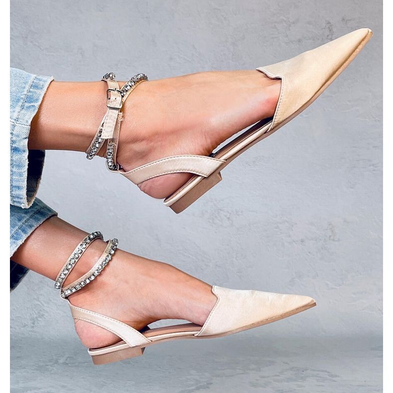 Tyylikkäät ballerinat Dust Champagne -kivillä beige 1