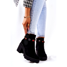 SEA Naisten saappaat kantapäässä kristalleilla musta Macbeth 3