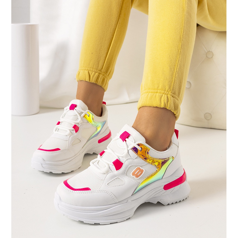 Valkoiset ja vaaleanpunaiset lenkkarit Going-holografisilla inserteillä valkoinen vaaleanpunainen 1