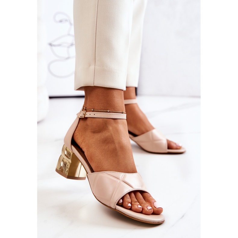 Lewski Shoes Nahkasandaalit baarissa Lewski 3027 beige kultainen 2