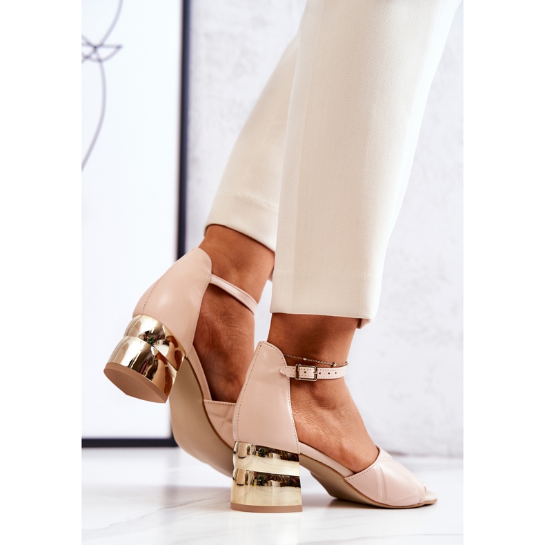 Lewski Shoes Nahkasandaalit baarissa Lewski 3027 beige kultainen 1