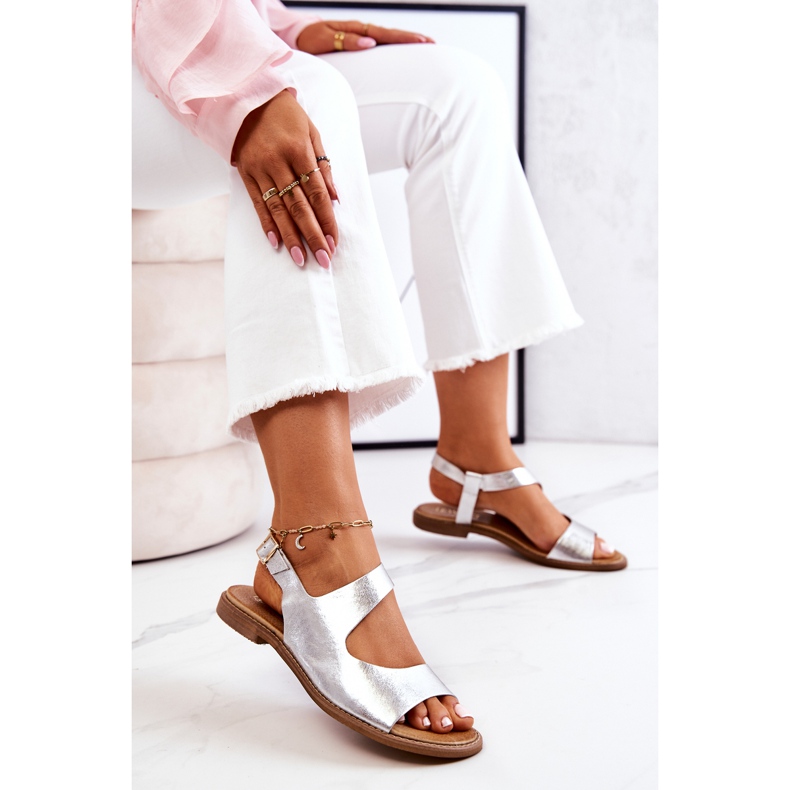 Lewski Shoes Nahkasolki sandaalit Lewski 3041 hopea 1