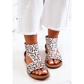 Lewski Shoes Nahkaiset harjakattoiset sandaalit Lewski 2699/2 hopea 1