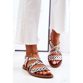 Lewski Shoes Nahkaiset harjakattoiset sandaalit Lewski 3022 hopea 1