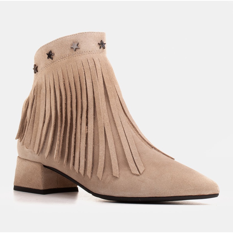 Marco Shoes Alkuperäiset mokkanahkaiset koristeellisilla hapsuilla beige 1
