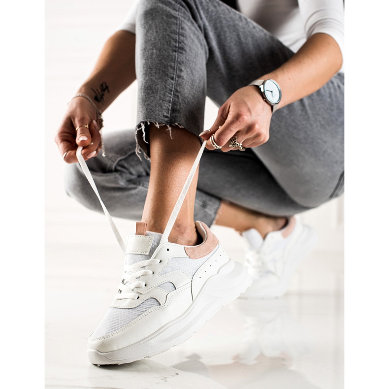 TRENDI Tyylikkäät lenkkarit glitterillä valkoinen 2