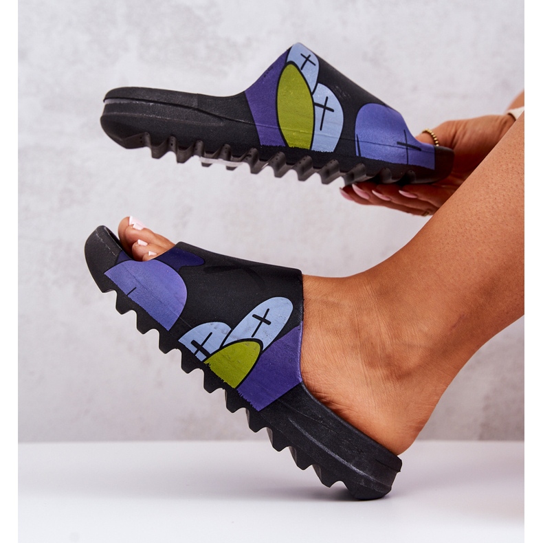 PS1 Black Monsters -painetut kumitossut musta laivastonsininen 1