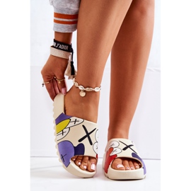 PS1 Painetut kumitossut Beige Monsters 2