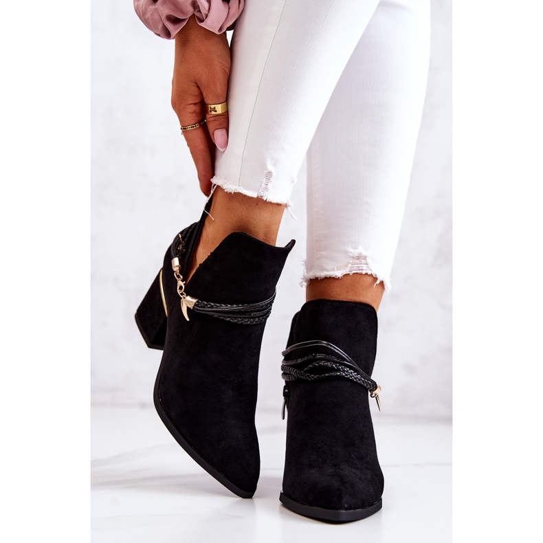 PS1 Inessa Mustat mokkanahkaiset Cowboysaappaat raidat 2