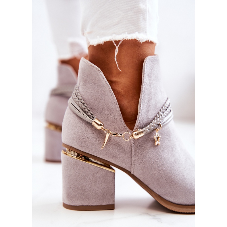 PS1 Inessa Harmaa mokkanahkainen Cowboy-saappaat raidat 1