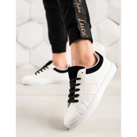 TRENDI Valkoiset urheilukengät Eco-nahalla valkoinen musta 1